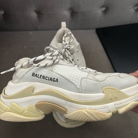 Triple S logo-embroidered faux leather, faux nubuck and mesh sneakers - Picture 3 of 4